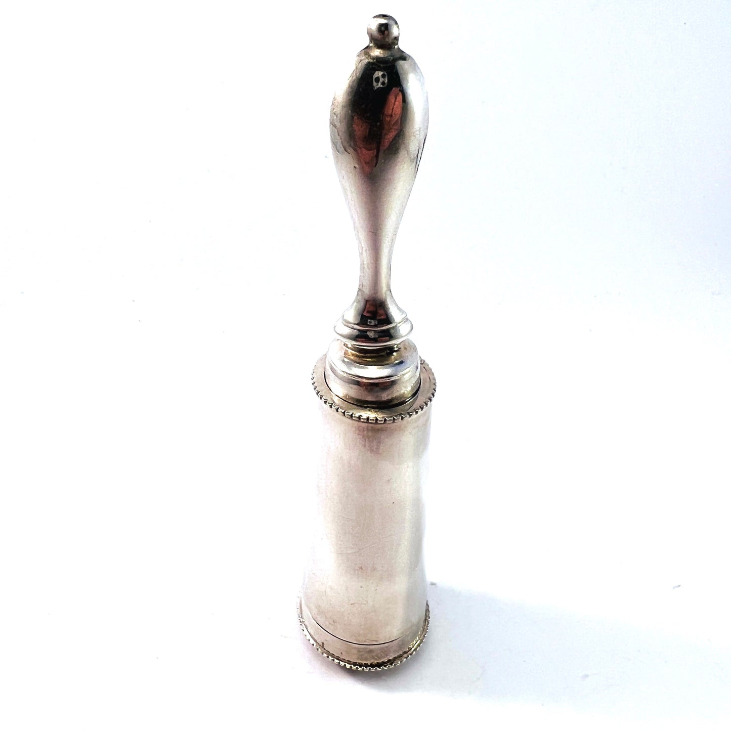 Gudtaf Flocker, Sweden 1841. Early Victorian Sterling Silver Shaving Brush.