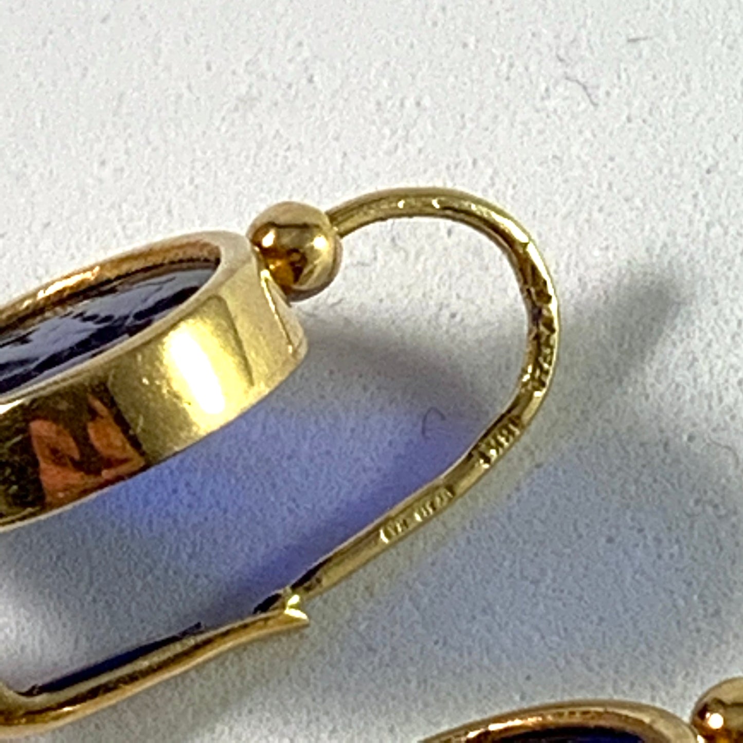 Naples, Italy Vintage 18k Gold Venetian Glass Cultured Pearl Earrings
