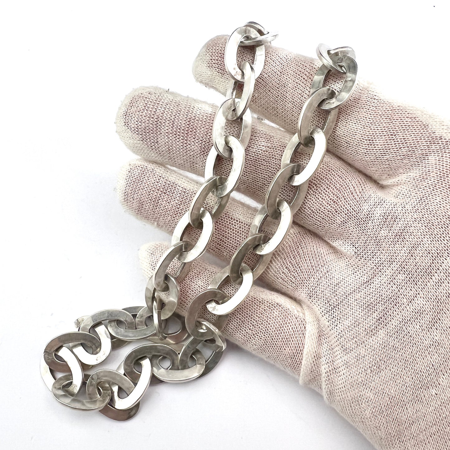 Rey Urban, Stockholm, Sweden. Chunky Vintage Sterling Silver Chain Necklace. Signed
