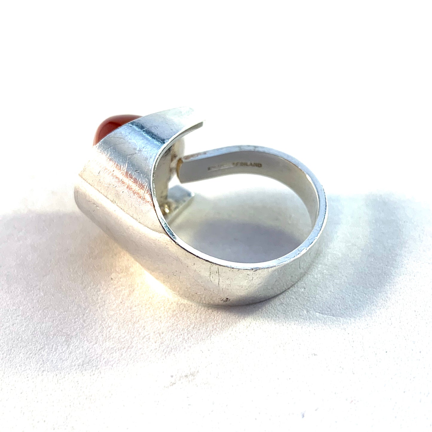 Elis Kauppi, Kupittaan Kulta Finland 1960s Modernist Sterling Silver Agate Ring