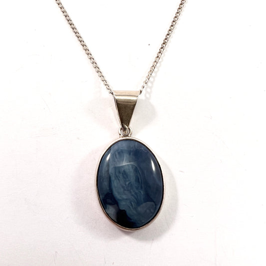 Nordström, Sweden 1968. Vintage Solid Silver Bergslagen-stone Pendant Necklace.