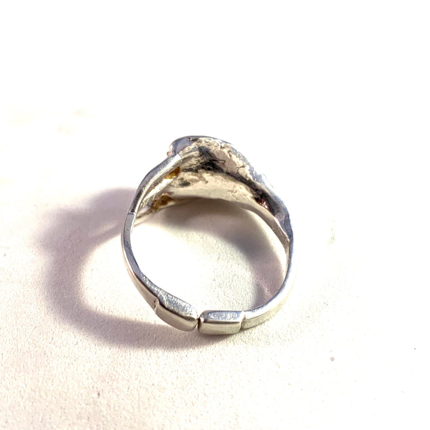 Robbert, for Bengt Hallberg, Sweden. Vintage Modernist Sterling Silver Cultured Pearl Ring