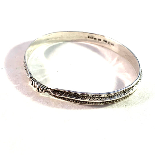 Bengt Hallberg, Sweden Vintage Sterling Silver Viking Copy Bangle Bracelet.