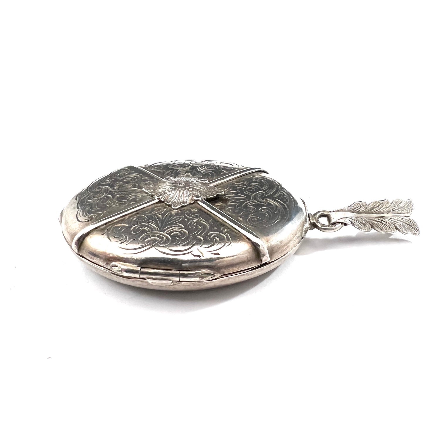 Ludvig E Liljeblad, Sweden year 1880. Antique Victorian Sterling Locket Pendant w Sealed Compartment