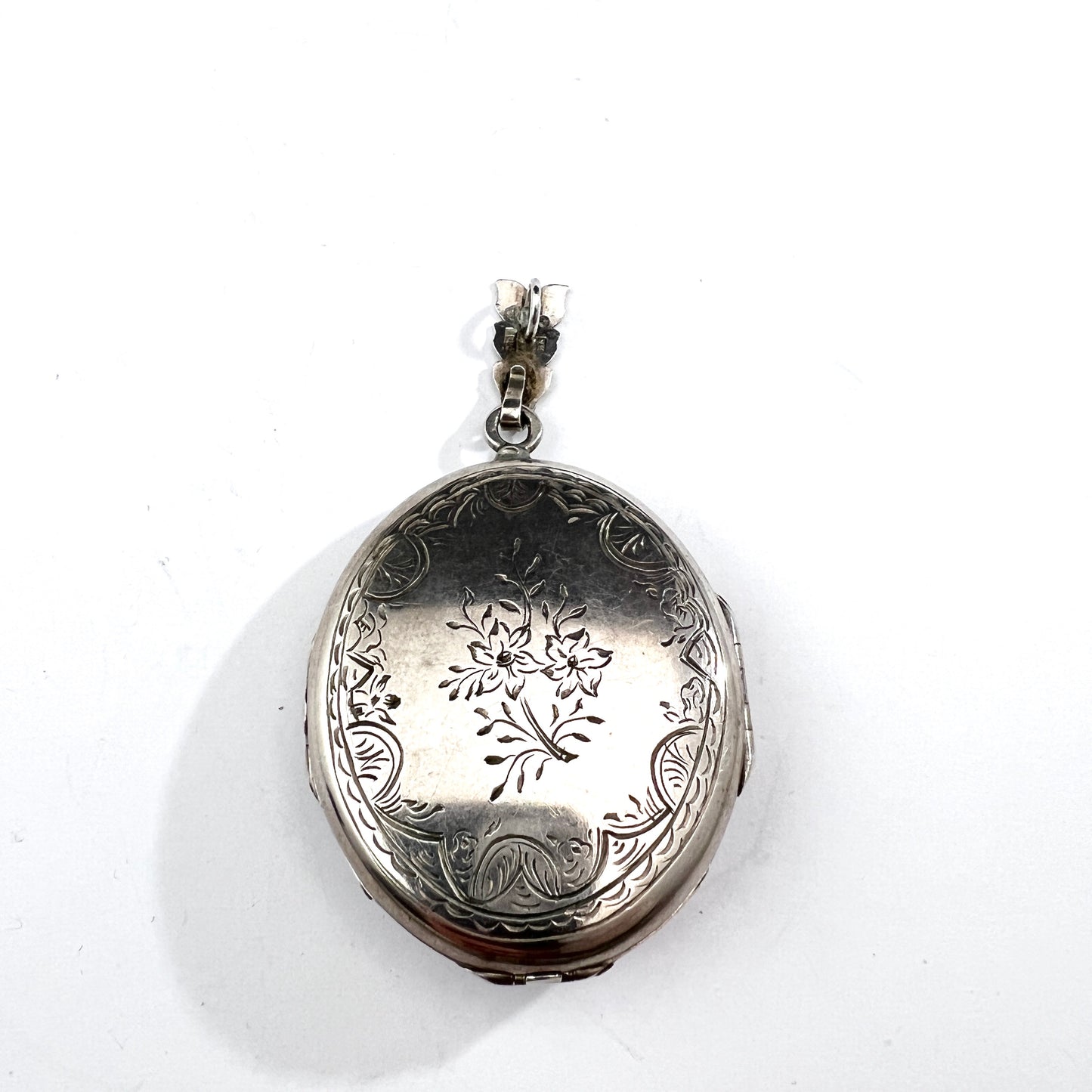 Ludvig E Liljeblad, Sweden year 1880. Antique Victorian Sterling Locket Pendant w Sealed Compartment