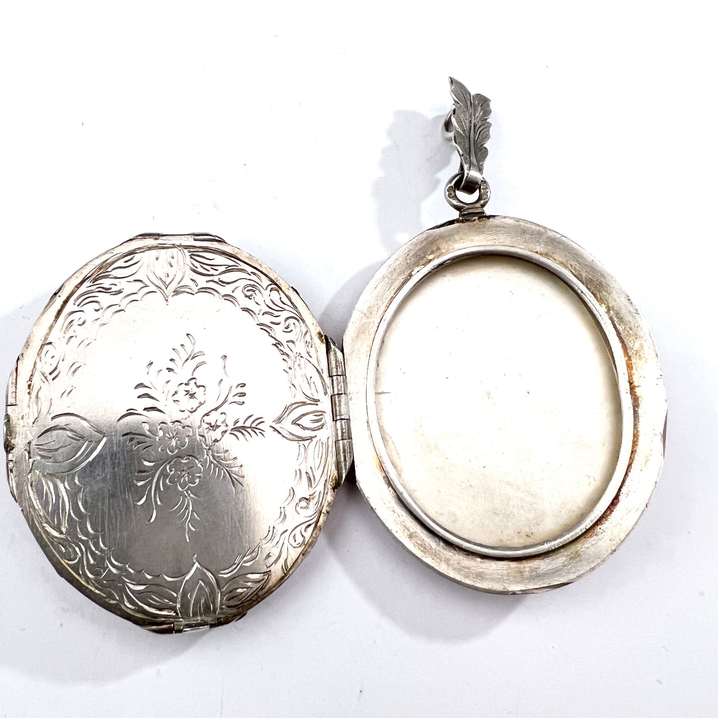 Ludvig E Liljeblad, Sweden year 1880. Antique Victorian Sterling Locket Pendant w Sealed Compartment