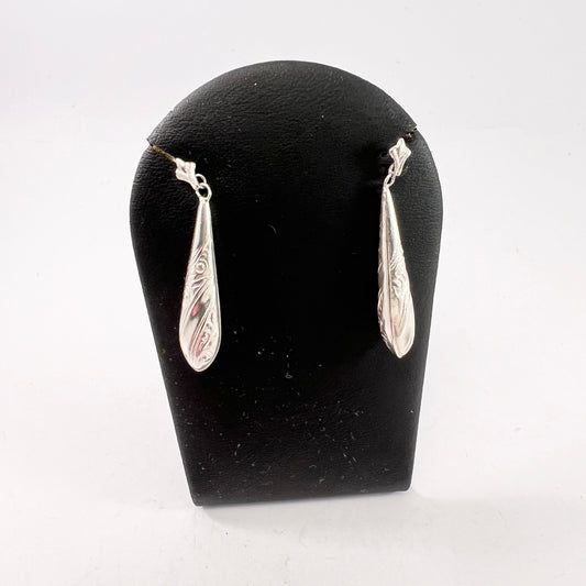 Vintage Mid Century Sterling Silver Dangle Earrings.