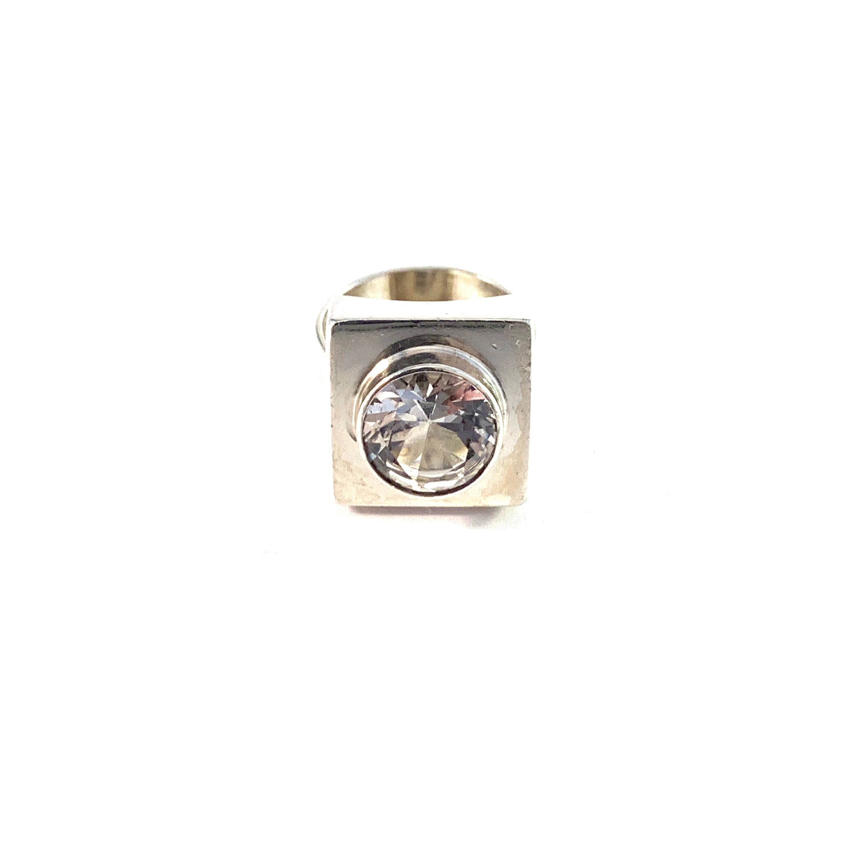 GUSSI, Sweden 1965. Sterling Silver Rock Crystal Pinky Ring.
