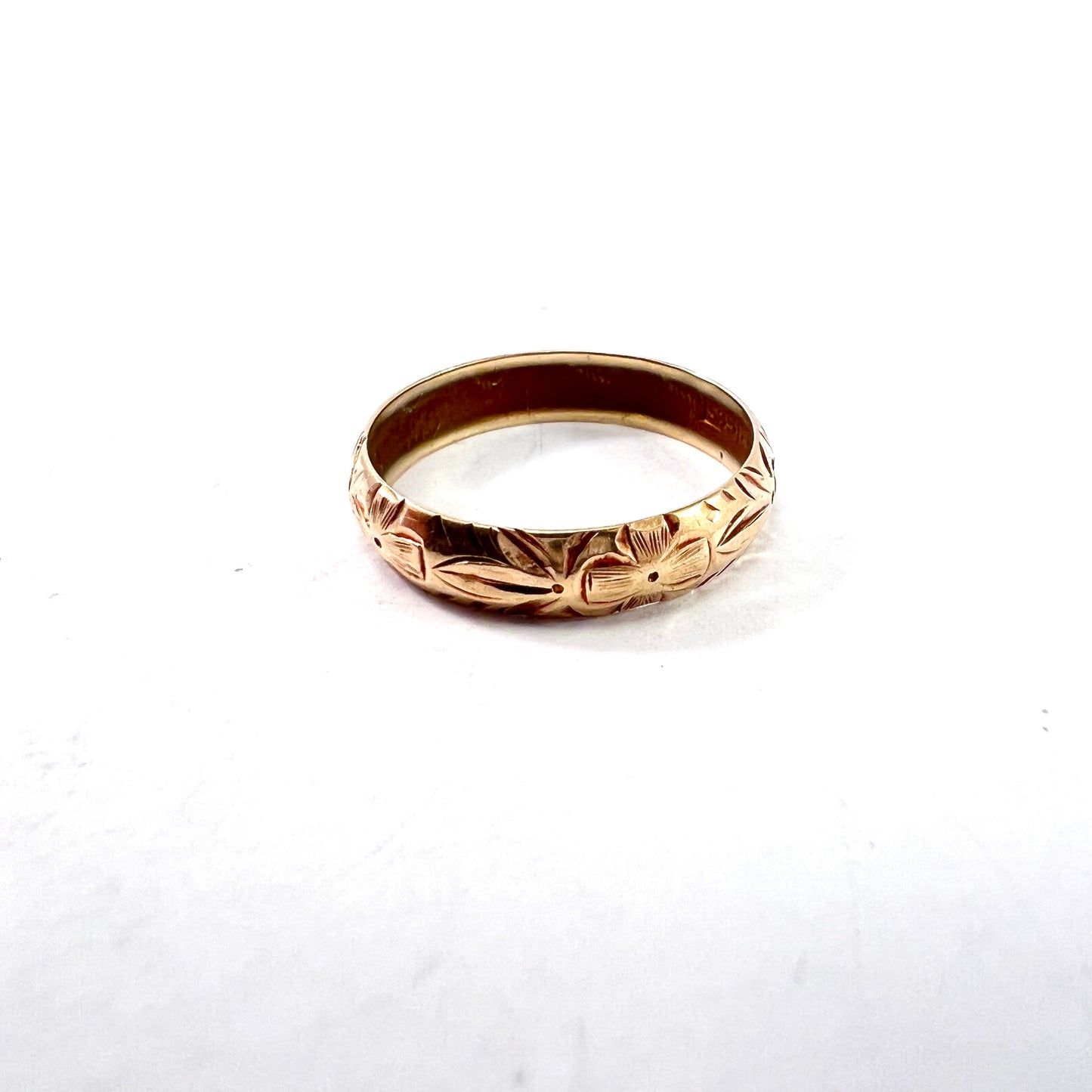 Michael Mindort, Denmark 1943. Vintage (War-Time) 14k Gold Wedding Band Ring.