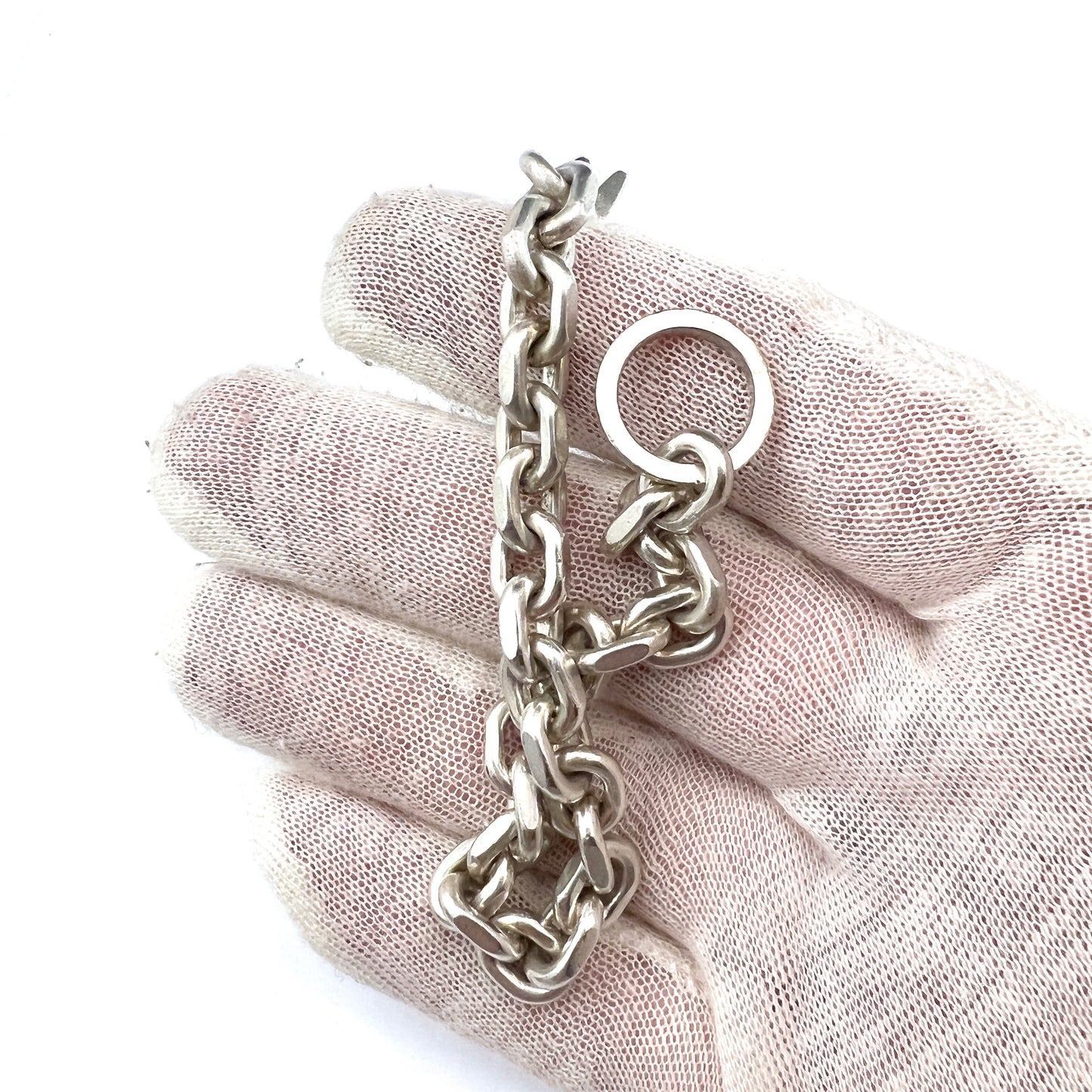 Denmark 1960s. Vintage Sterling Silver Chain Unisex Bracelet.