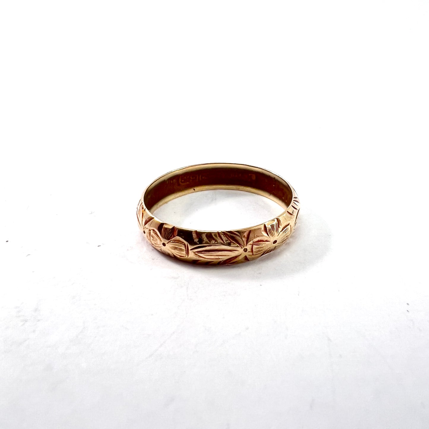 Michael Mindort, Denmark 1943. Vintage (War-Time) 14k Gold Wedding Band Ring.