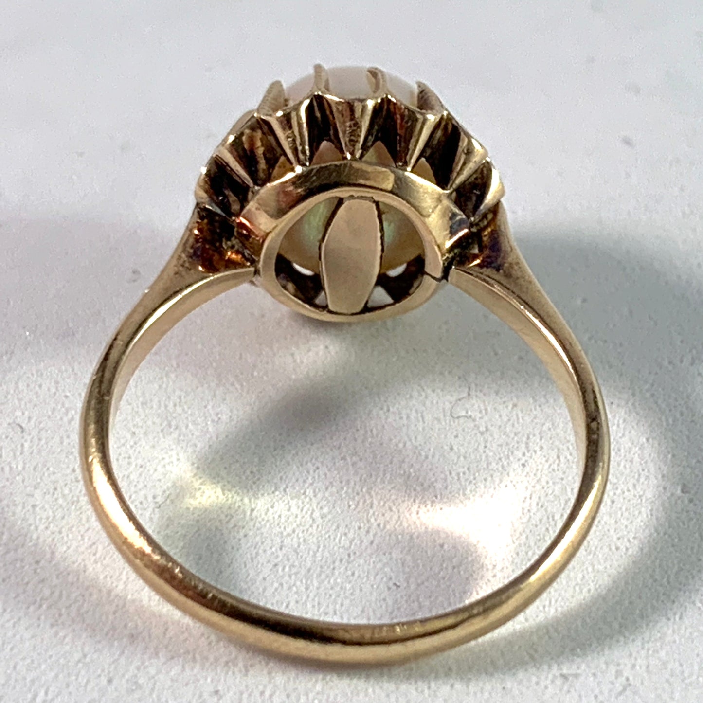 Mid Century 14k Gold Cultured Pearl Ring.