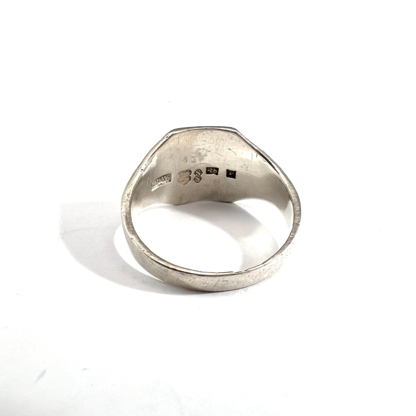 R Wahlberg, Sweden 1943. Vintage War-Time Solid Silver Signet Ring EO / OE