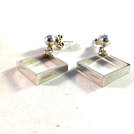 Niels Erik From, Denmark 1950s Mid Century Modern Sterling Silver Earrings.