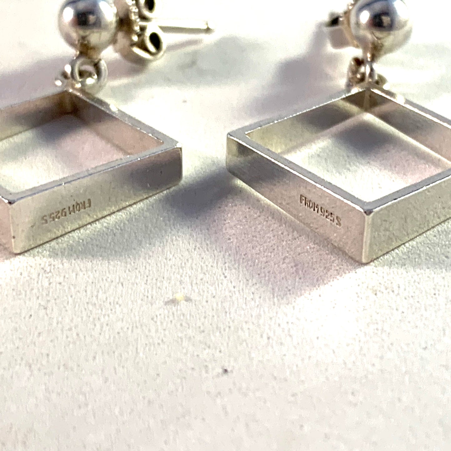 Niels Erik From, Denmark 1950s Mid Century Modern Sterling Silver Earrings.