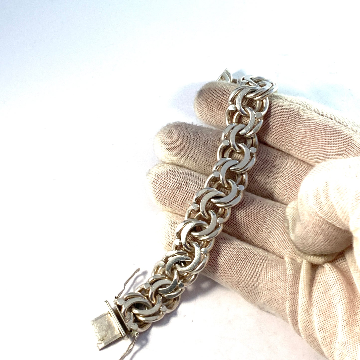 Södermark, Sweden year 1973. Massive Sterling Silver Bismark Bracelet.