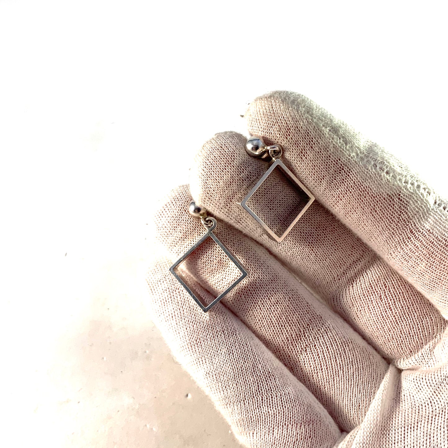 Niels Erik From, Denmark 1950s Mid Century Modern Sterling Silver Earrings.