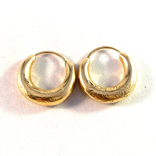 Gustav Magnus Sjöblom, Sweden 1853 Early Victorian 18k Gold Earrings.