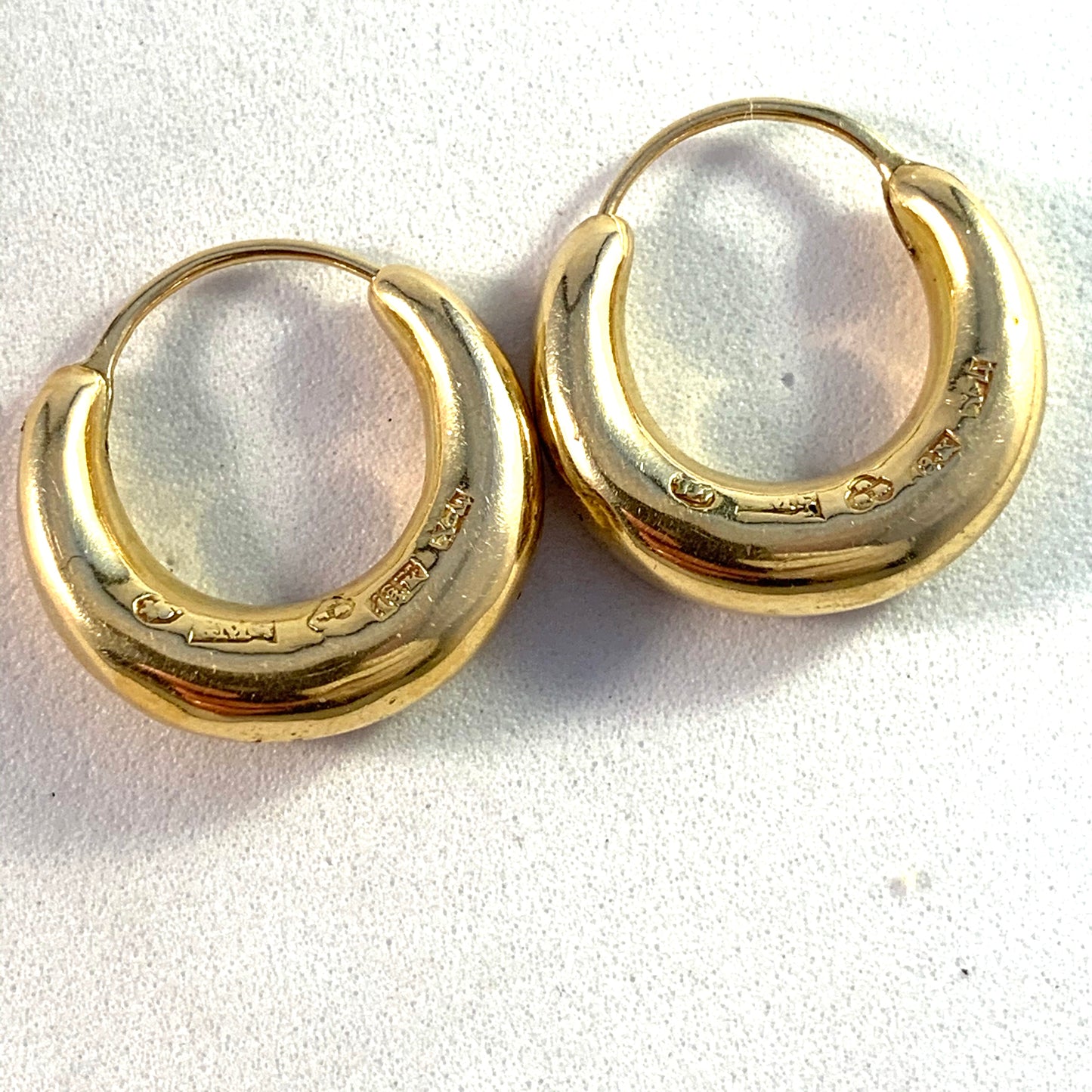 Gustav Magnus Sjöblom, Sweden 1853 Early Victorian 18k Gold Earrings.