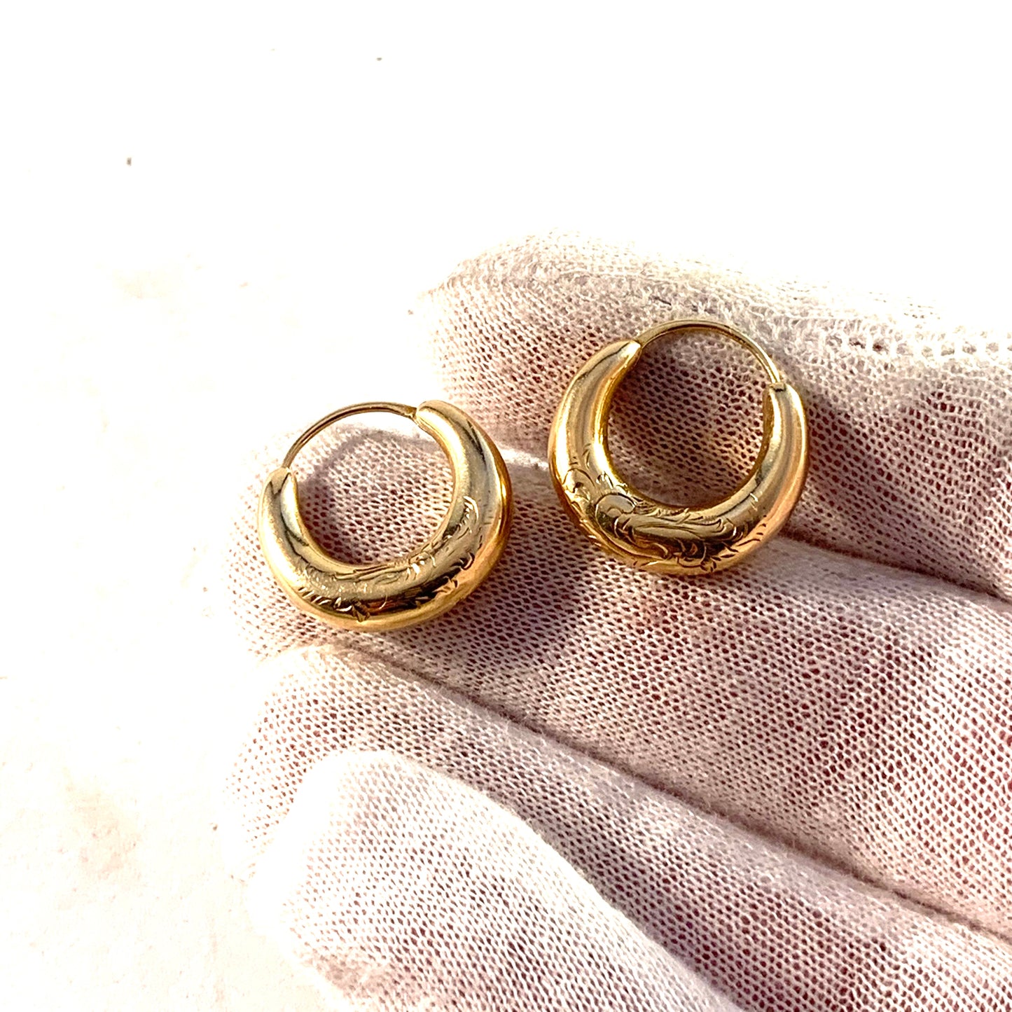 Gustav Magnus Sjöblom, Sweden 1853 Early Victorian 18k Gold Earrings.