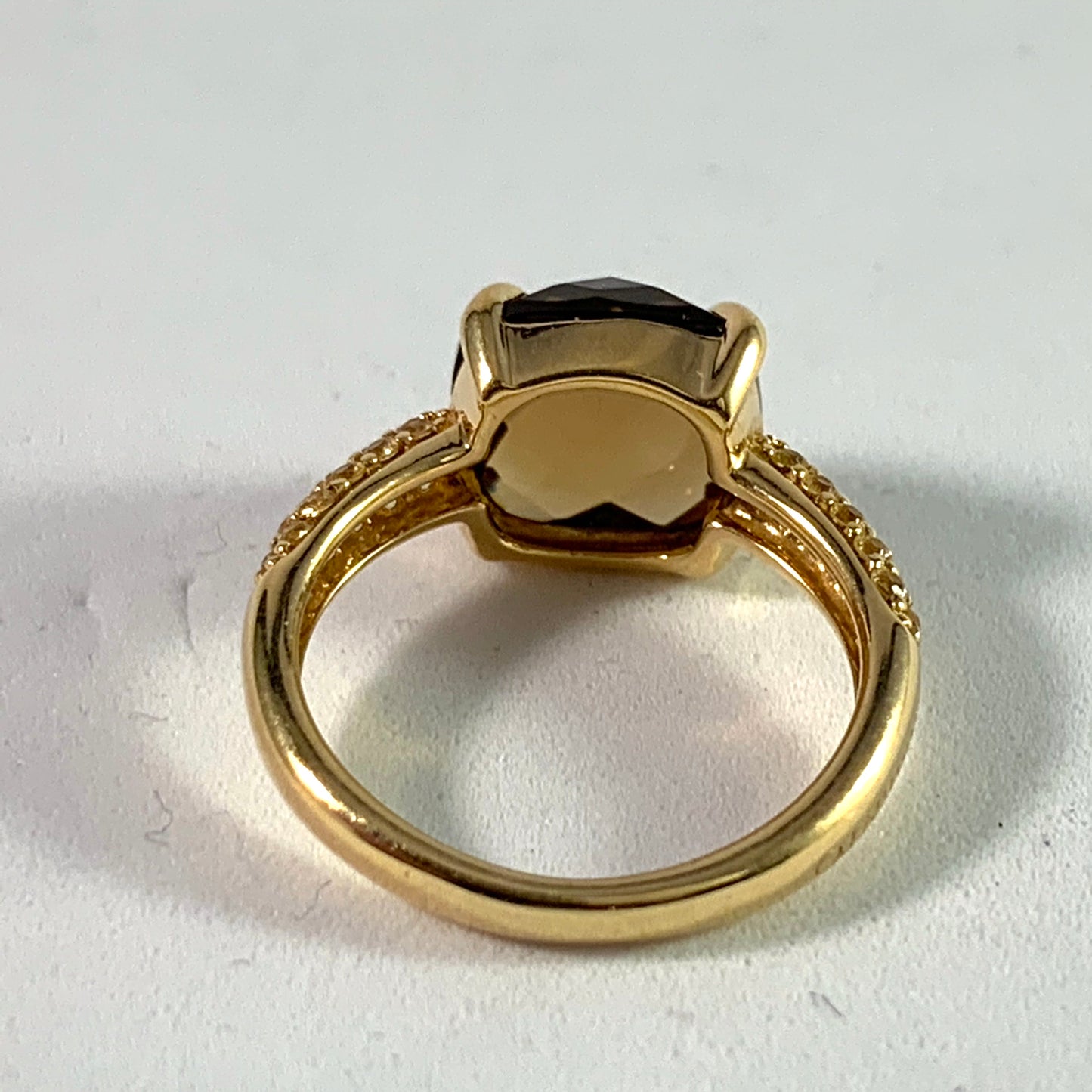Chimento, Italy Vintage 18k Gold Smoky Quartz Yellow Sapphire Ring. Original Box.