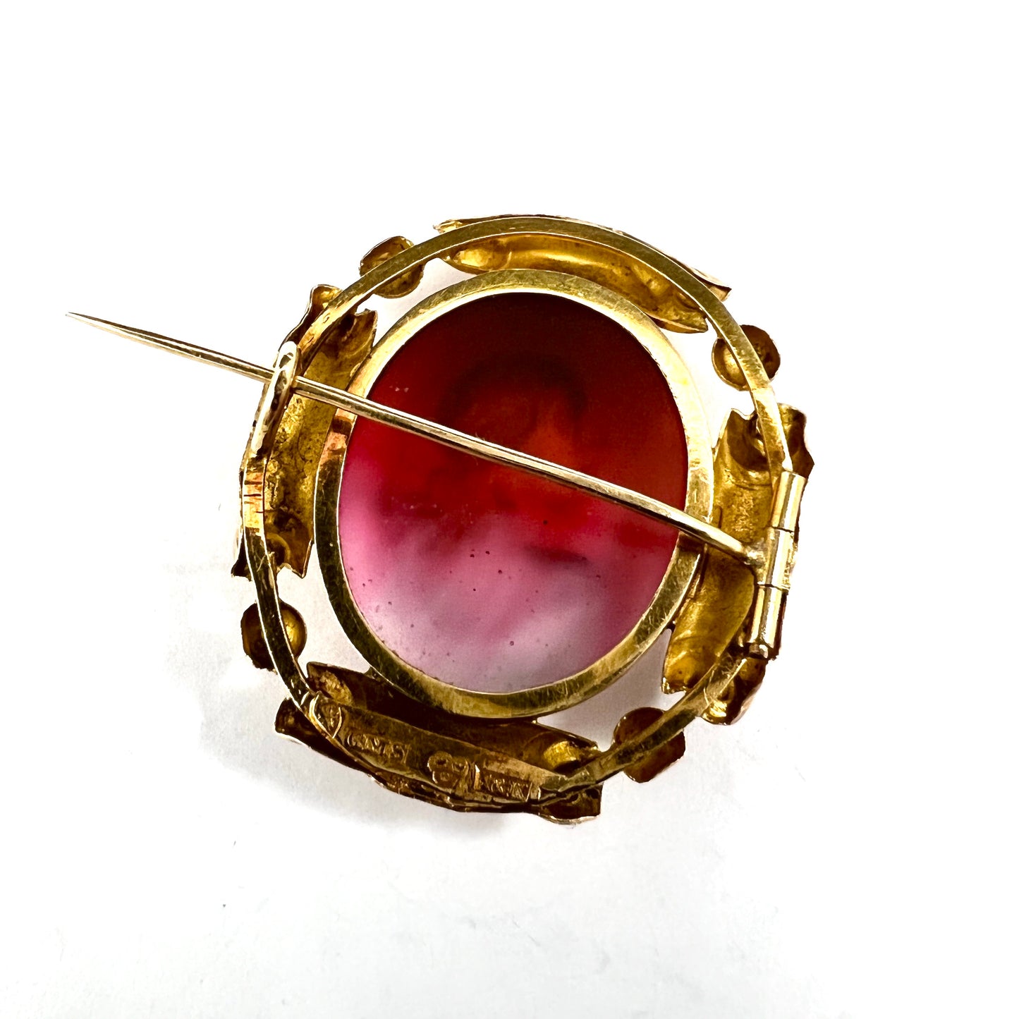 Gustaf M Sjöblom, Sweden 1830-54. Antique Early Victorian 18k Gold Intaglio Brooch.