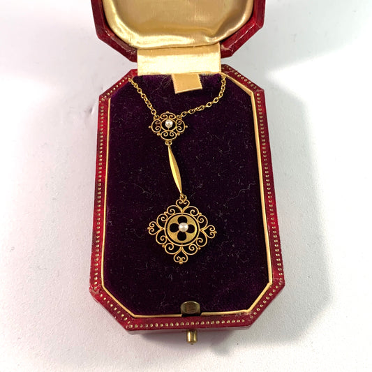 Italy, 18k Gold Belle Epoque Necklace in Original Box.