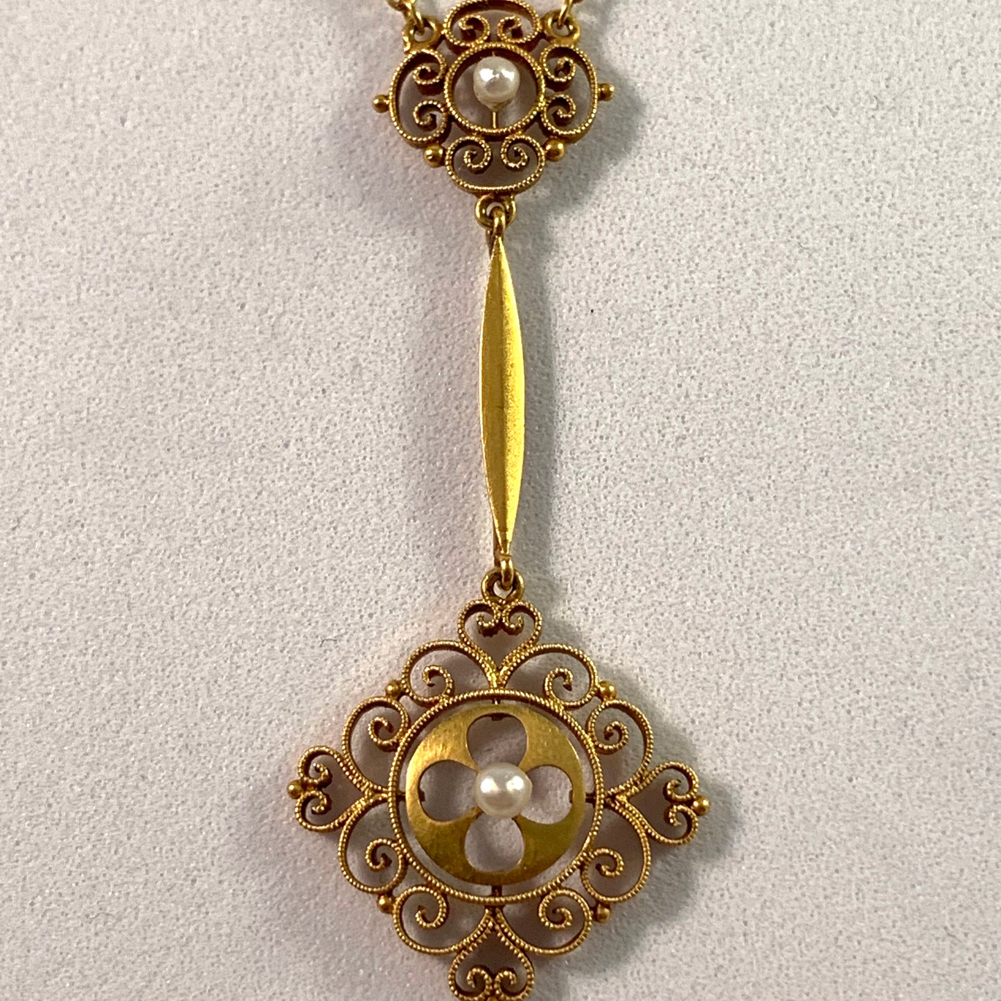 Italy, 18k Gold Belle Epoque Necklace in Original Box.