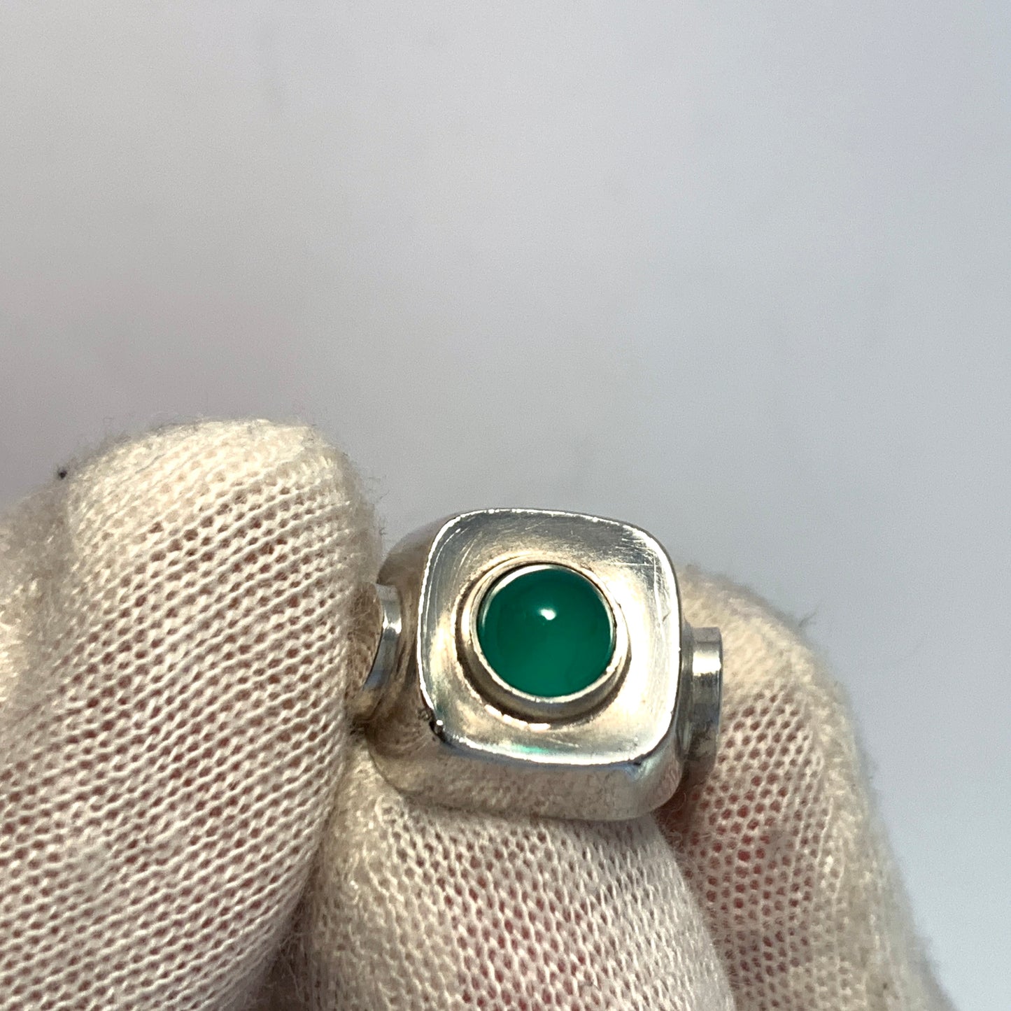 Sigurd Persson for Stigbert 1954. Vintage Sterling Silver Chrysoprase Ring.