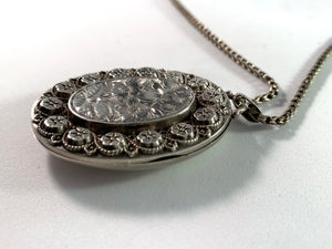 Birmingham year 1885 Victorian Sterling Silver Locket Pendant Necklace.