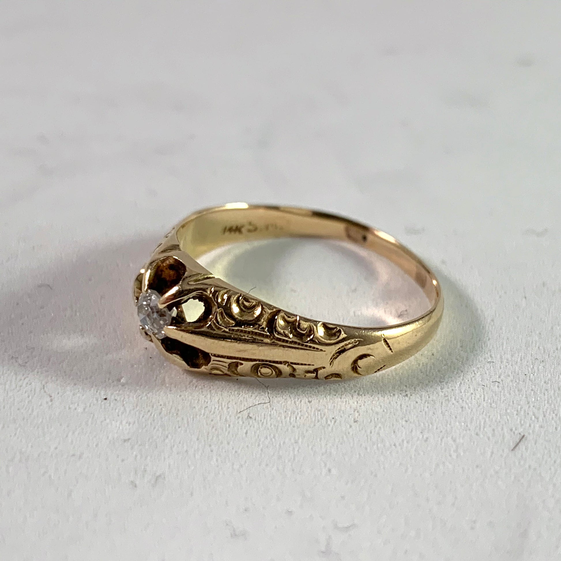 Edwardian 14k gold diamond engagement ring