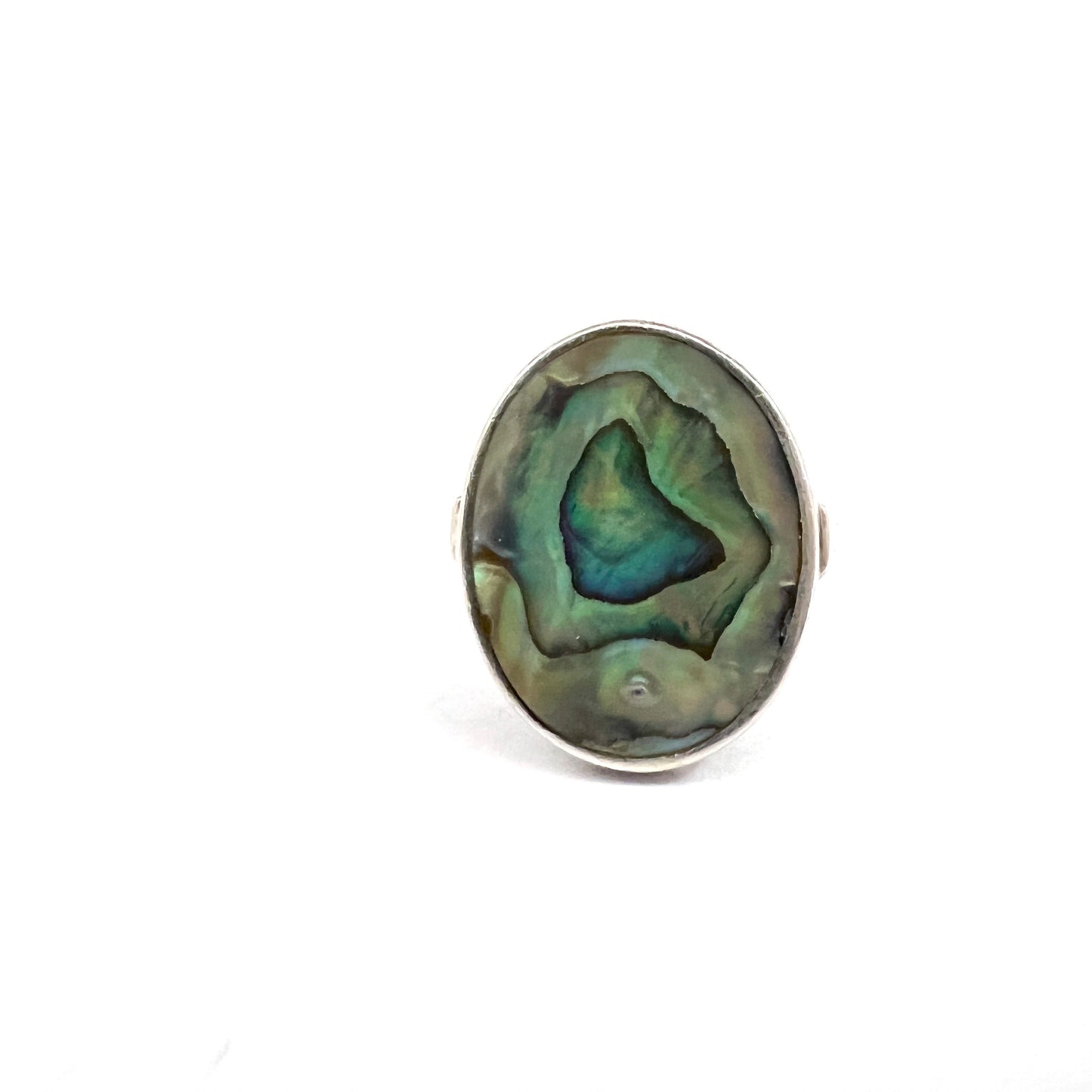 Vintage 1950s. Sterling Silver Abalone Ring.