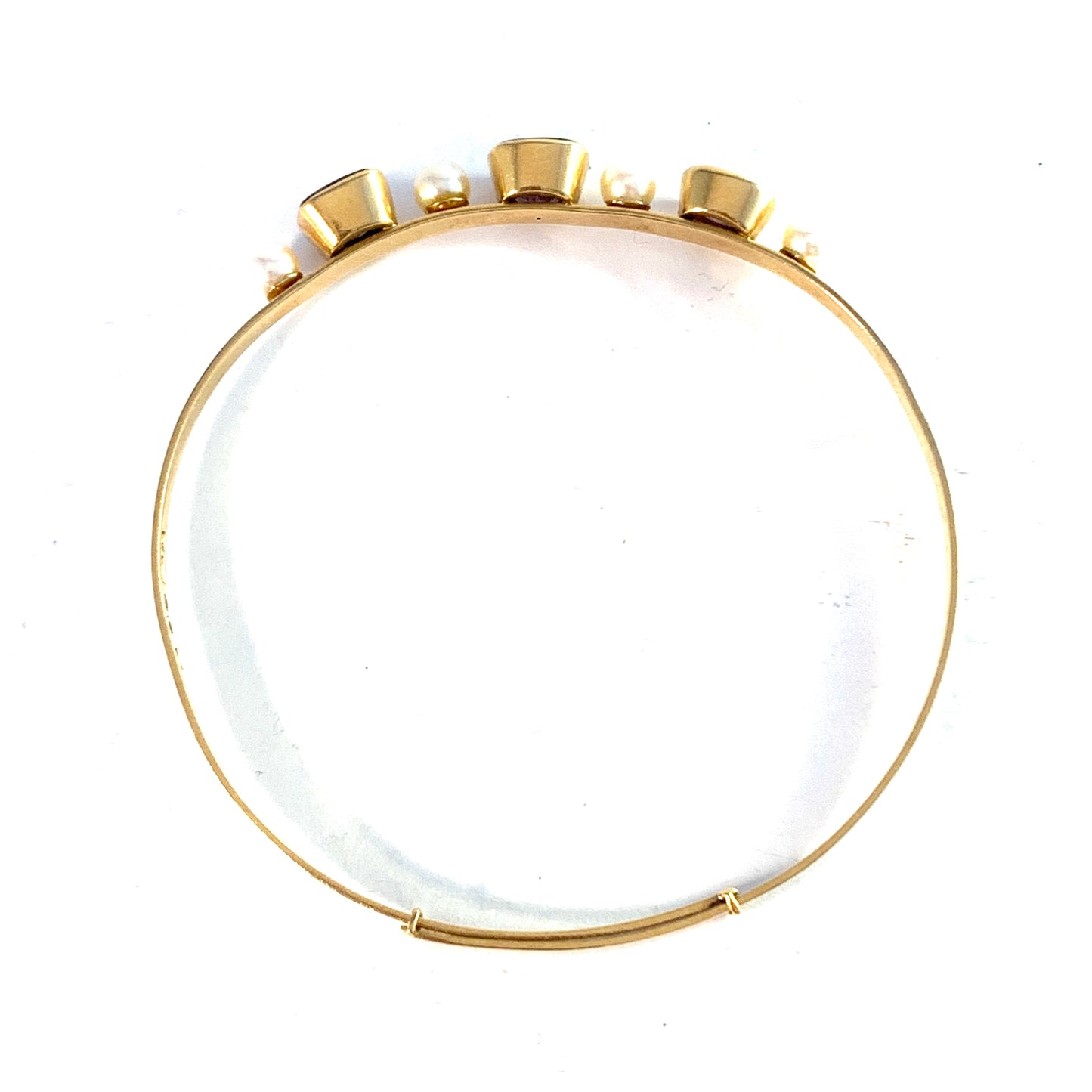J Petersson, Stockholm 1968. Vintage 18k Gold Amethyst Cultured Pearl Bracelet.
