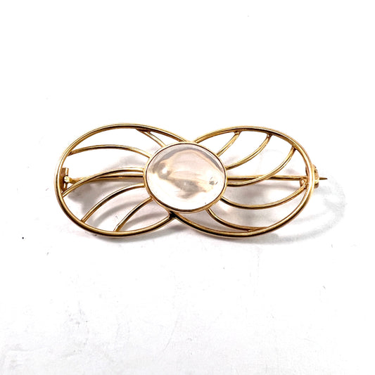 G Dahlgren, Sweden 1956. Vintage Mid Century 18k Gold Moonstone Brooch.