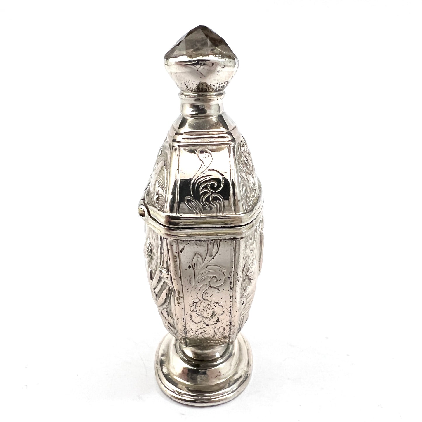 Antique late 1700s Georgian Solid Silver Foil Back Paste Table Vinaigrette Scent Bottle