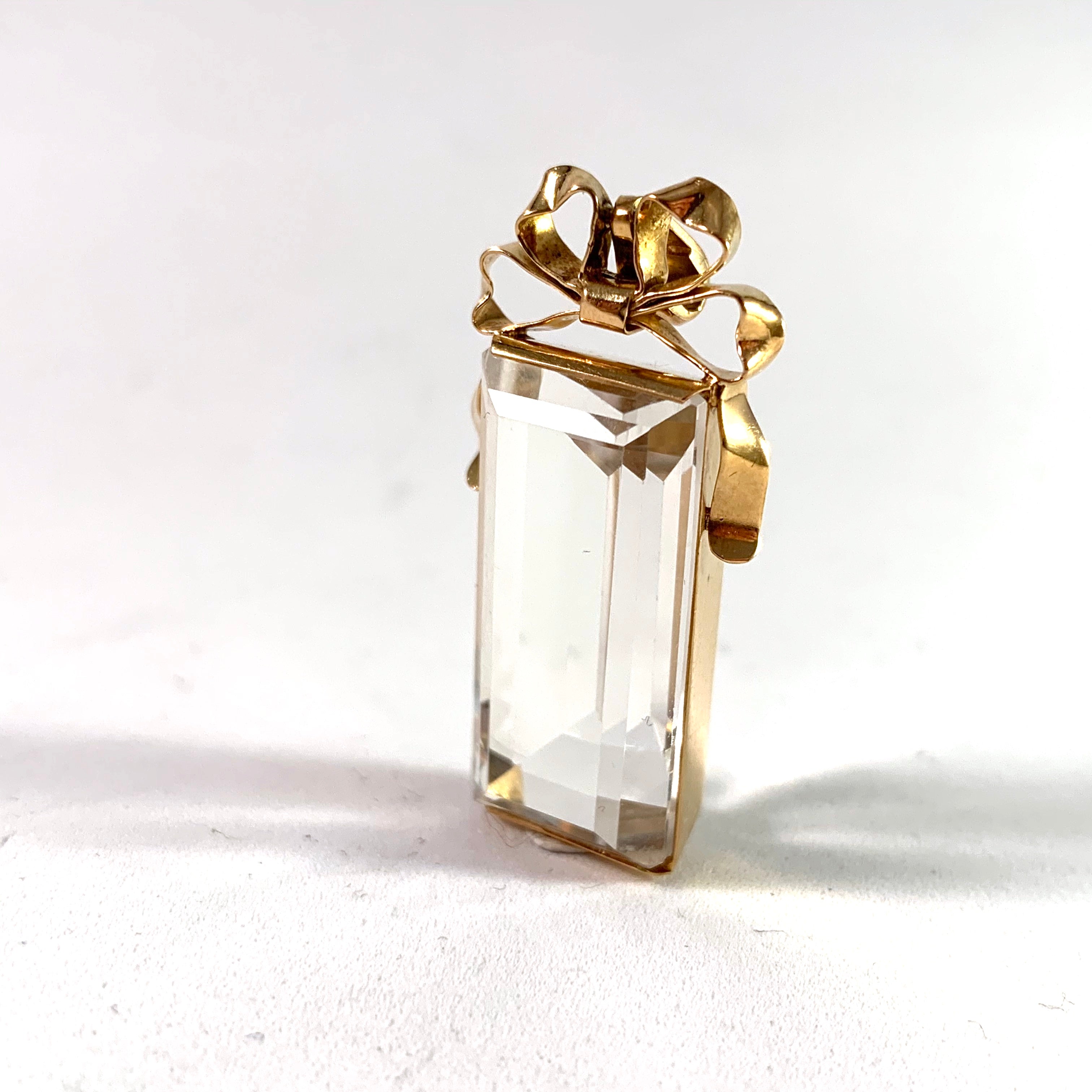 Stigbert gold rock crystal mid century pendant