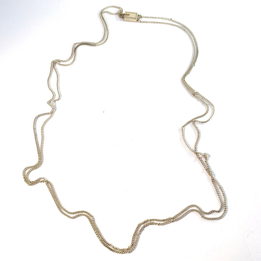 O Strömberg Sweden year 1939. Vintage Solid Silver Double Strand 29" Long Chain Necklace.