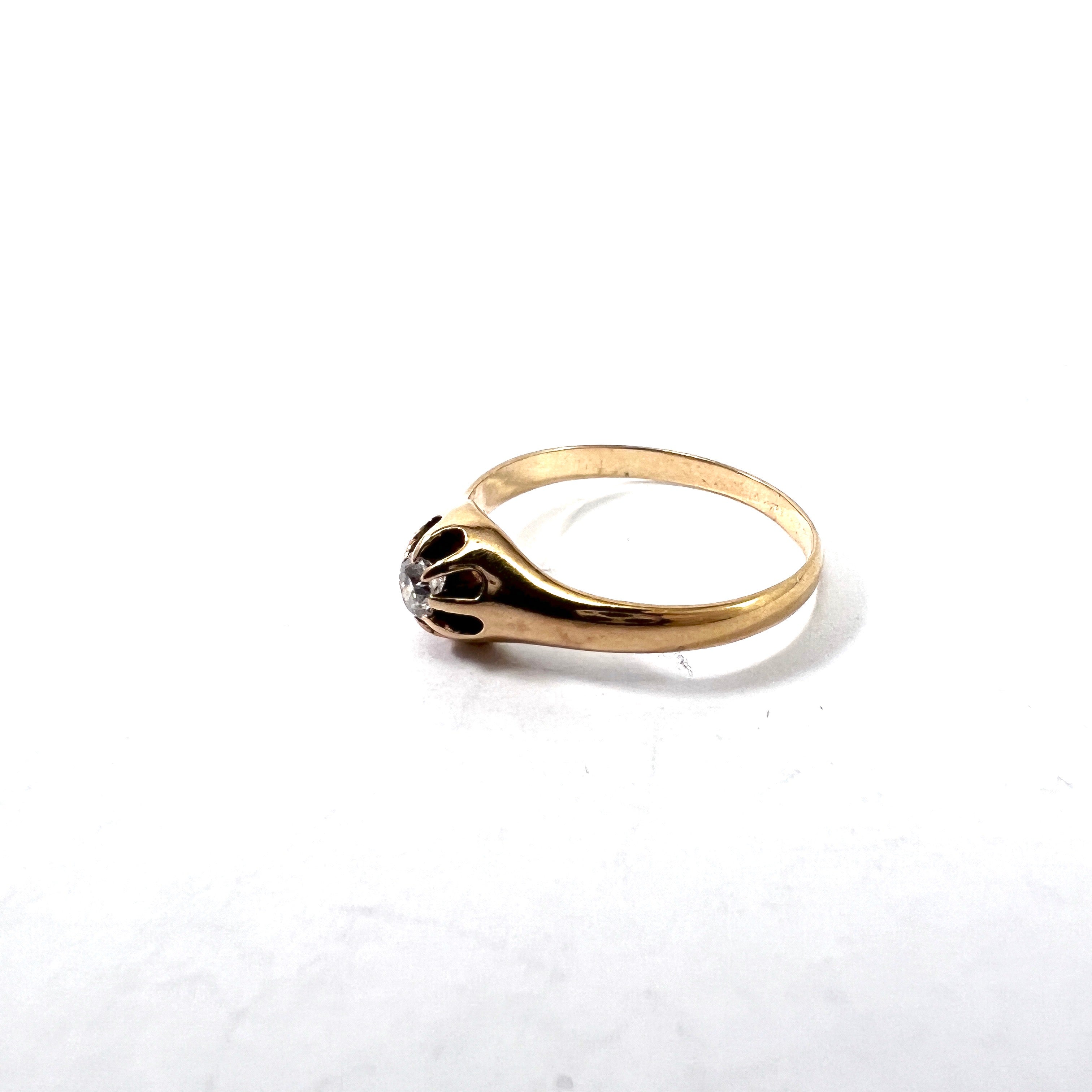 Maker KVK, Germany c 1930-40s. Vintage 14k Gold 0.17ct Diamond Ring.