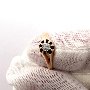 Maker KVK, Germany c 1930-40s. Vintage 14k Gold 0.17ct Diamond Ring.