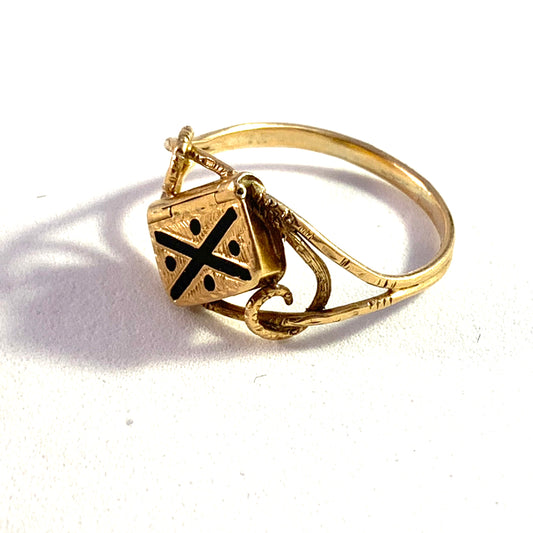 C.JG Stockholm 1869 Victorian 18k Gold Poison Ring.