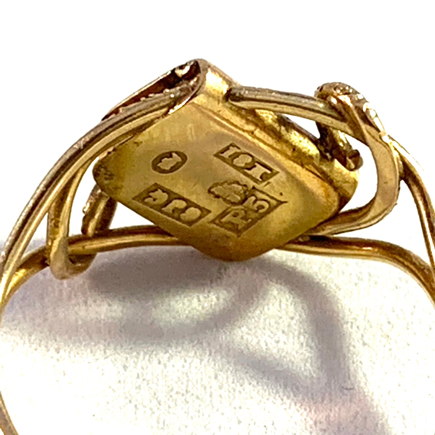 C.JG Stockholm 1869 Victorian 18k Gold Poison Ring.