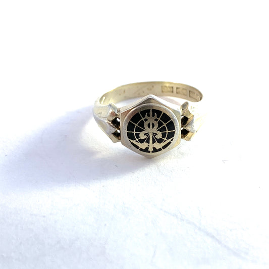 K Kallion, Finland 1939. Solid Silver Enamel Nurse Doctor Unisex Ring.