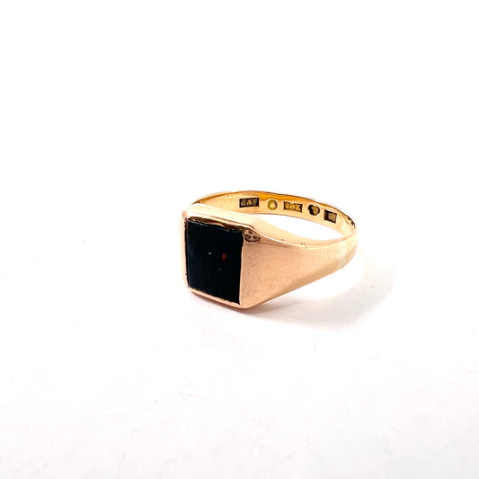 Erik Samuelson, Sweden 1933. Vintage 18k Gold Bloodstone Men's Signet Ring.
