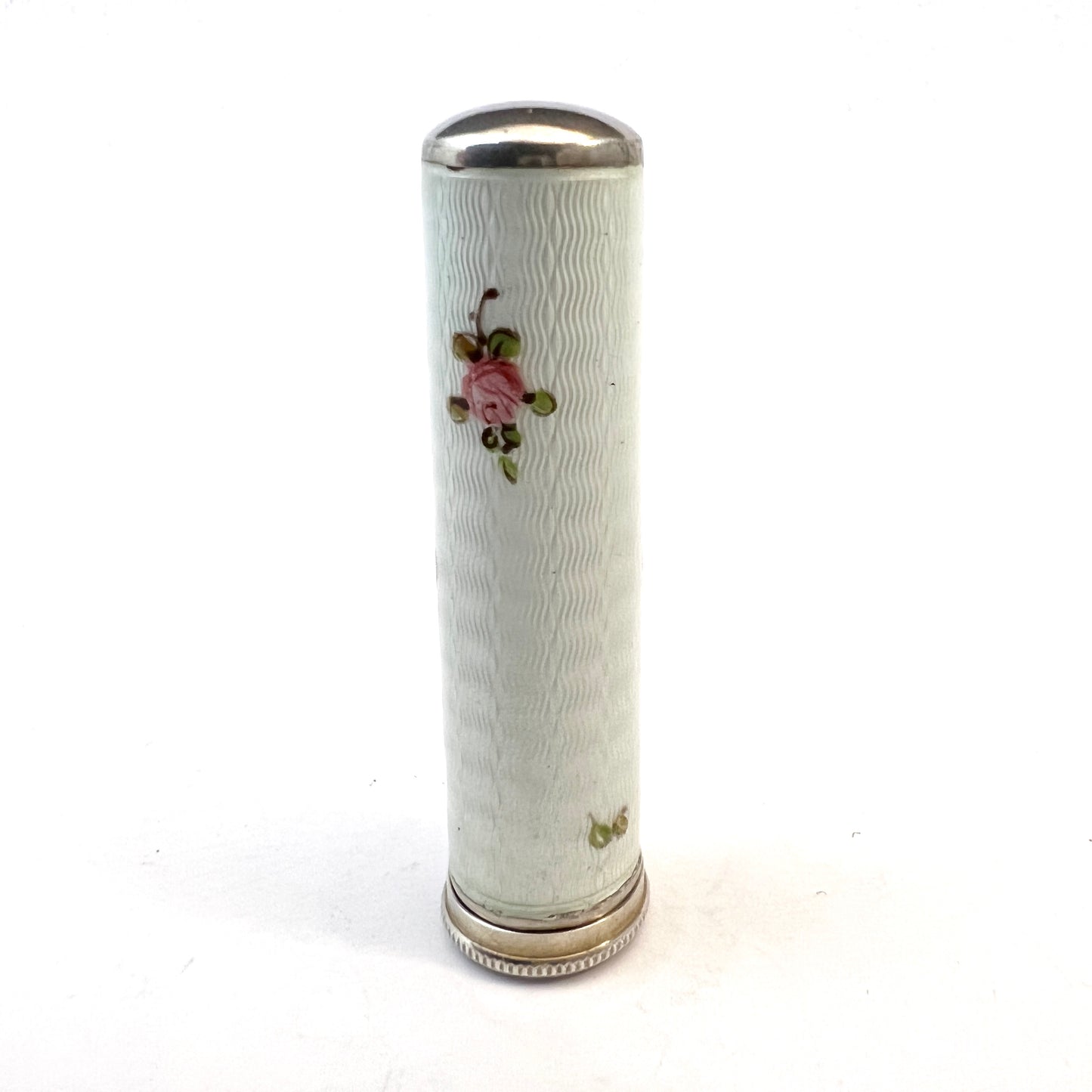 France early 1900s. Antique Sterling Silver Enamel Lipstick Holder.