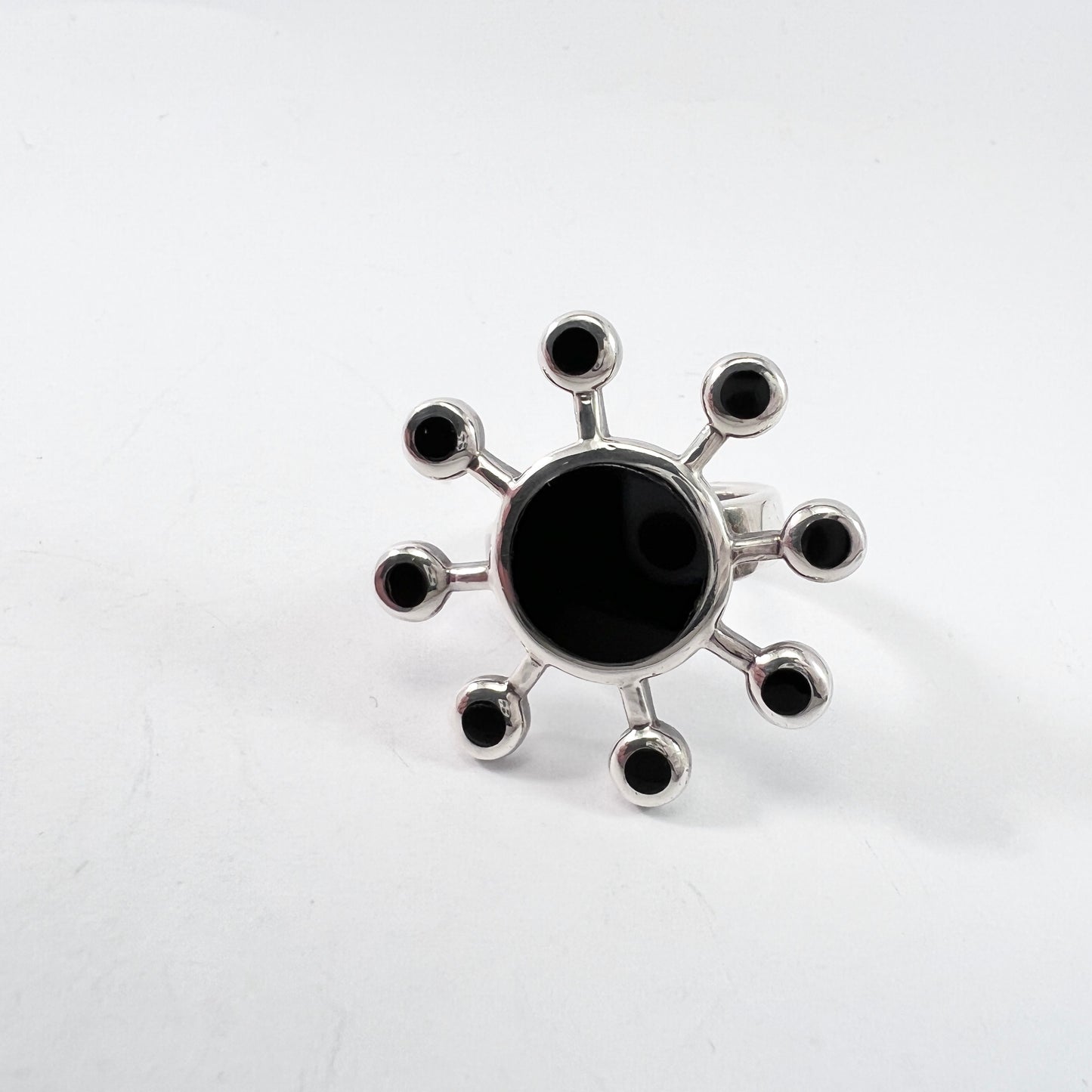 Bold Vintage Sterling Silver Onyx Ring.