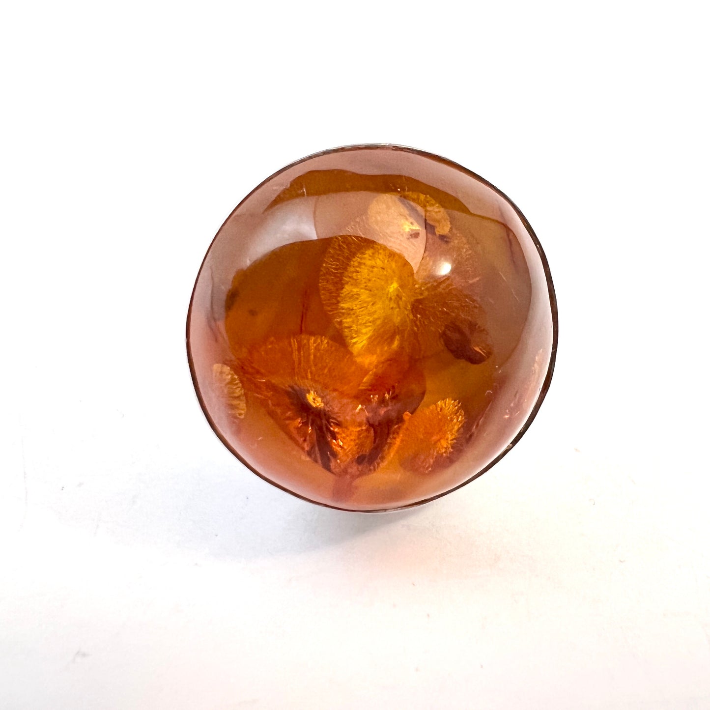 Einer Fehrn, Denmark 1960s. Bold Vintage Sterling Silver Amber Ring.