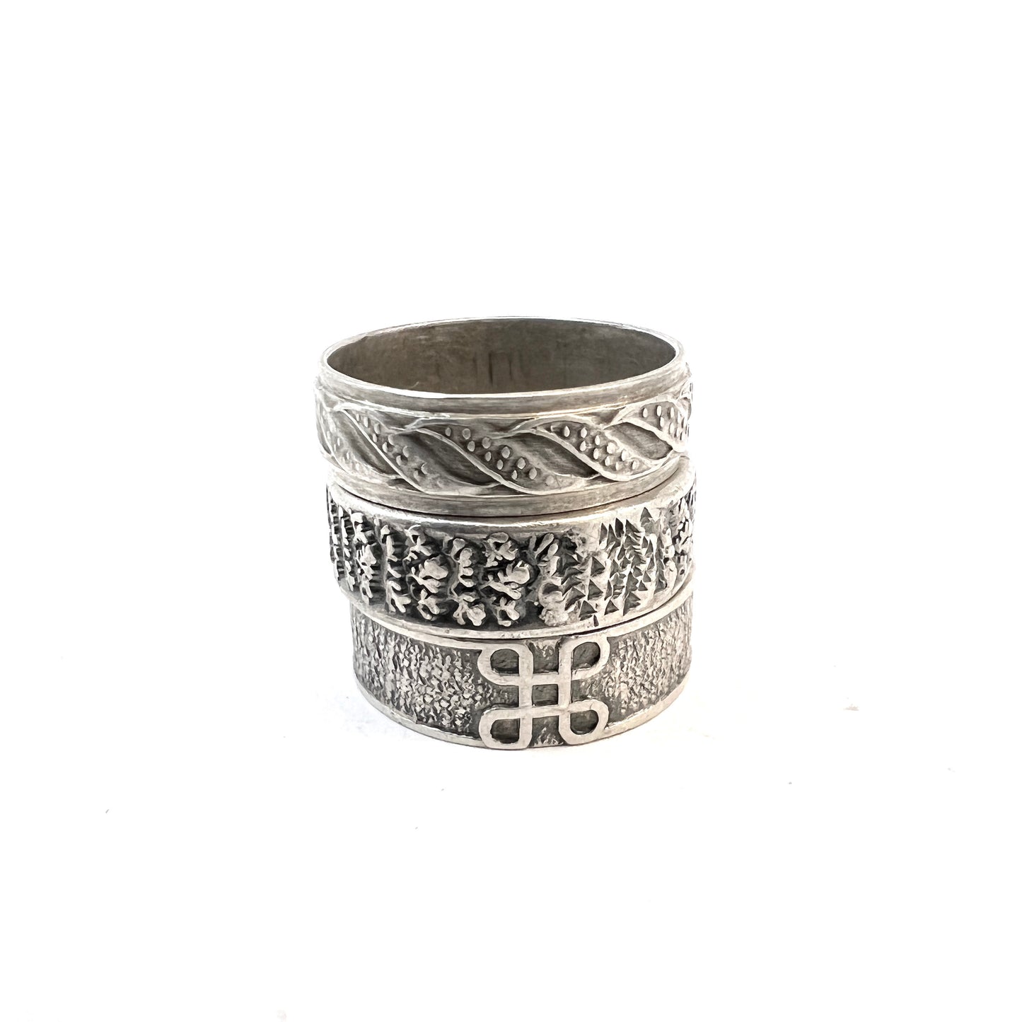 Sweden Finland Vintage Solid Silver Ring Stack Size. Size 7 1/2.