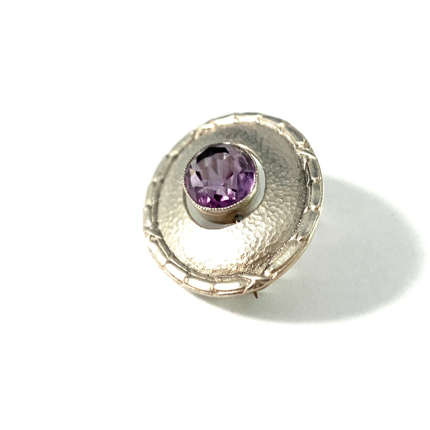 Maker S&F Germany / Austria c 1910s Antique 900 Silver Amethyst Brooch.