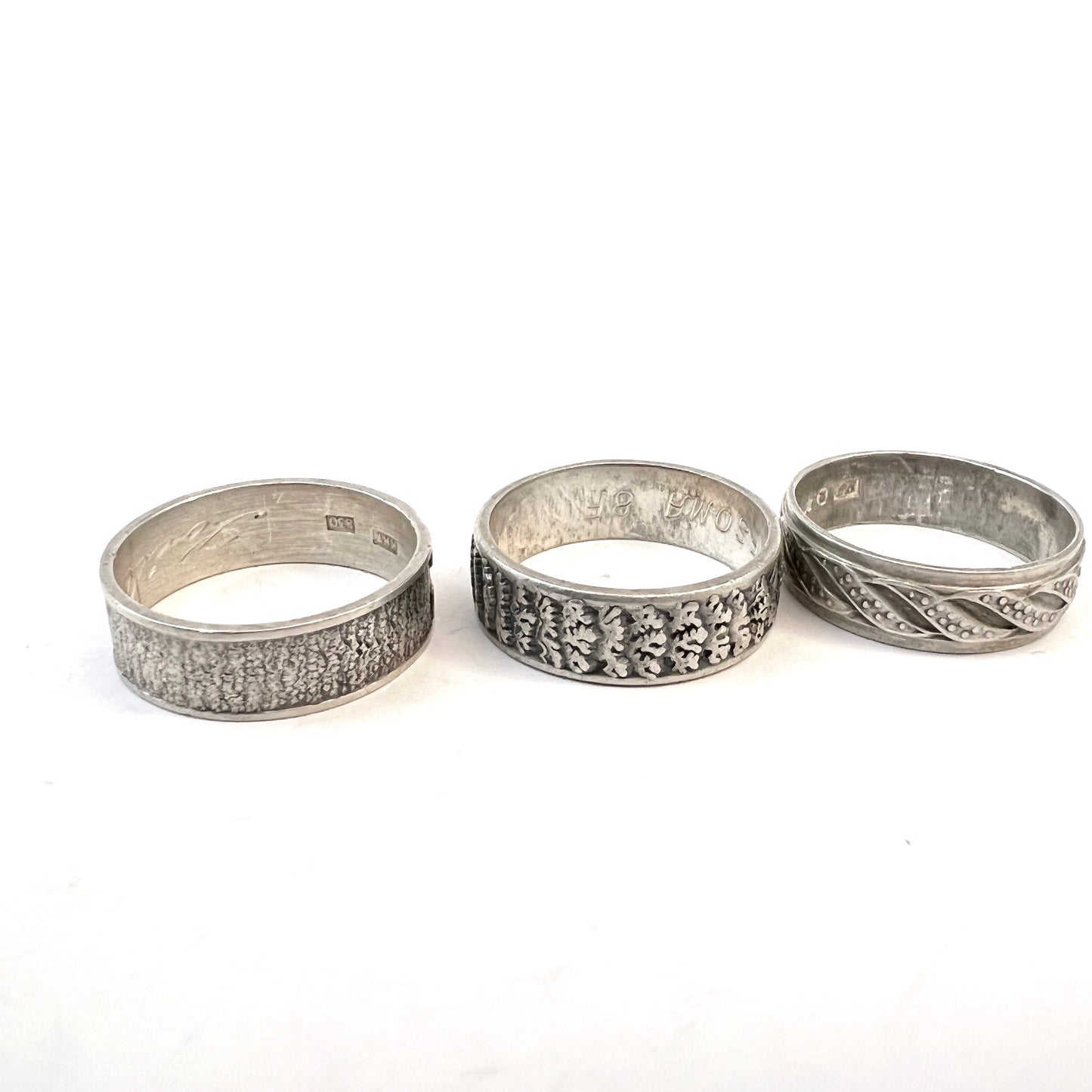 Sweden Finland Vintage Solid Silver Ring Stack Size. Size 7 1/2.