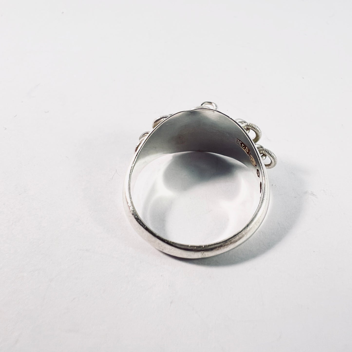 Karl Stenudd, Sweden 1937. Vintage Solid Silver Traditional Sami Laplander Ring.